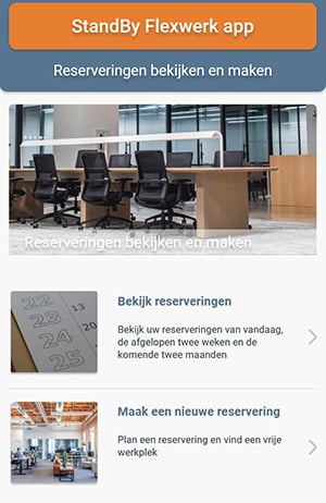 Voorbeeld van de Flexwerk app na het inloggen